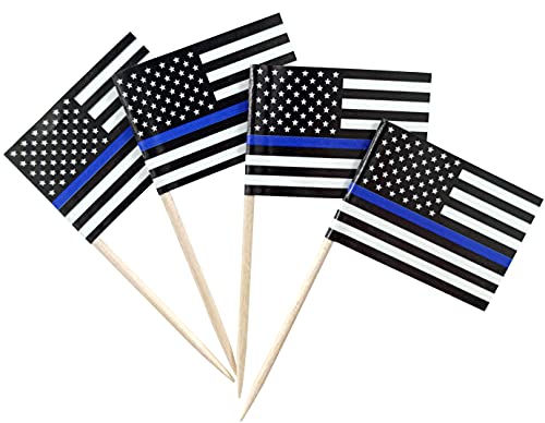 JBCD Banderines de palillos de dientes de la policía americana Thin Blue Line (200 unidades)