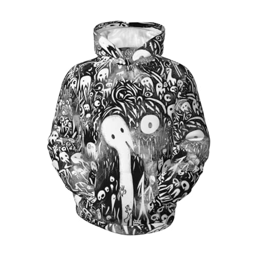 Horror White Cartoon Youth Long Sleeve Pocket Hoodie Sweatshirt Kids Pullover Hooded Tops