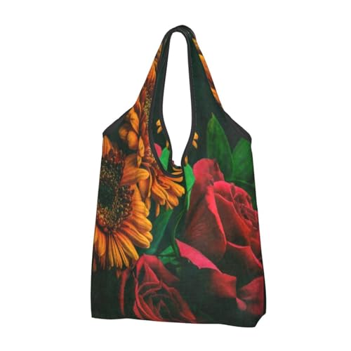 Sac de courses pliable lot de 3 cabas réutilisables et imperméables grand format motif fleur
