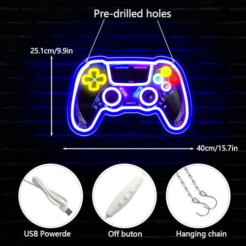 Image of Game Room Neon Sign,Game Neon Lights Wall Decor for Internet Cafe, Gaming Room, Man cave, Bedroom Gift Art for Boys Girls Fans Gamer-15.8 x 10 IN-USB Powered-Acrylic