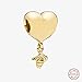 Produktbild funshopp 2018 Spring gelb gold Herz & Biene Bead 925 Sterling Silber DIY passt für Original Pandora Charm-Armbänder Fashion Jewelry