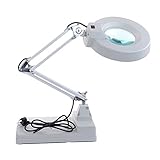 vinmax Folding LED Desk Lamp Magnifier Glasses 5' Glass Lens Rotary 10X Magnifying Loupe with LED Light Height Angle Adjustable Magnifier Loupe 10x Magnification Table Lamp Magnifier 22W(US Plug)