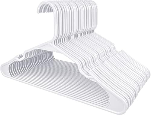 Utopia Home Clothes Hangers with grooves (50 Pack) 16.14"/41cm wide, Heavy duty Plastic hangers for Coat, Suit, Shirts, Trouser - Durable, Slim & Space Saving Hangers for wardrobes (White)