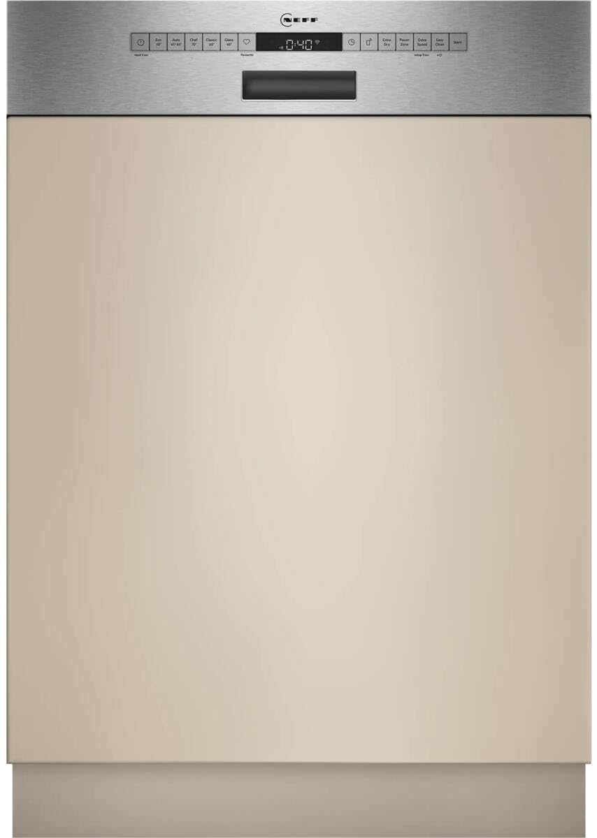 NEFF S145EVS04E, N 50, lavavajillas inteligente parcialmente integrado, 60 cm, cajón para cubiertos, sistema de cesta Flex II, programa favorito, fuerte rendimiento de limpieza, apertura automática de