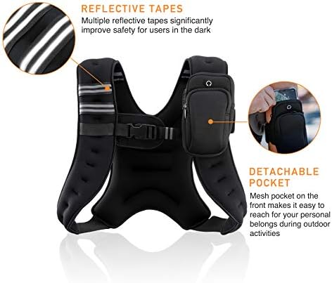 ZELUS Weighted Vest for Strength Training, 5kg/7kg/11kg/14kg Adjustable Exercise Equipment for Home Gym, Iron Sand Weight Vest with Armband Holder for Men Women Fitness Workout Cardio