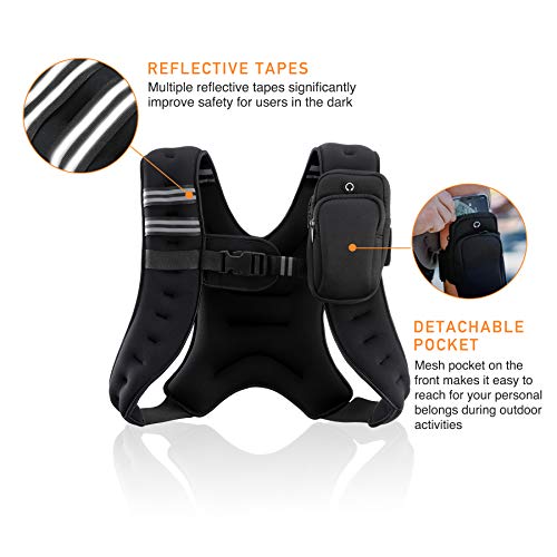 Zelus Weighted Vest, 4Lb/6Lb/8Lb/12Lb/16Lb/20Lb Weight Vest With Reflective Stripe For Workout, Strength Training, Running, Fitness, Muscle Building, Weight Loss, Weightlifting (16)… #TOP2