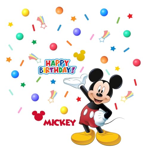 Mouse Happy Birthday Wall Decals Kids Room Stickers Cartoon Mural Decor Home 40 x 80 cm Baby Wall Stickers, Removable Vinyl Cartoon Peel and Stick 15.7X 31.5-inch Decals