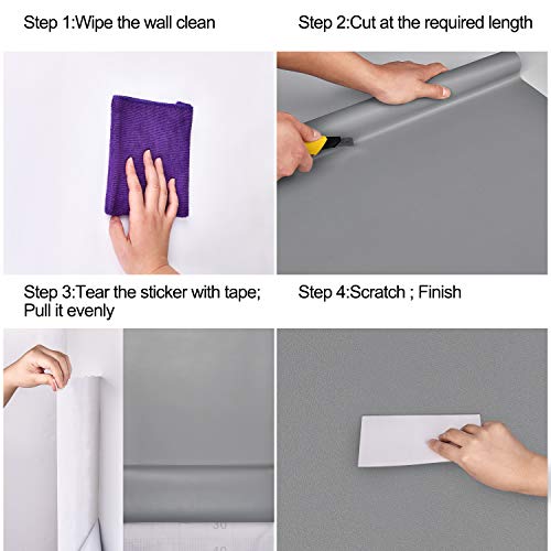 Mecpar 15.7" X 118" Solid Grey Wallpaper Grey Contact Paper Self-Adhesive Grey Peel And Stick Wallpaper Matte Grey Textured Vinyl Film Removable Thicken Paper For Wall Countertop Cabinet Wardrobe #TOP6