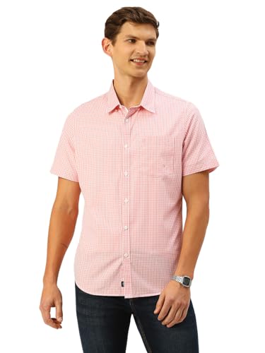 Image of Thomas Scott Men's Checkered Regular Fit 100% Cotton Casual Shirt with Button Down Collar and Half Sleeve