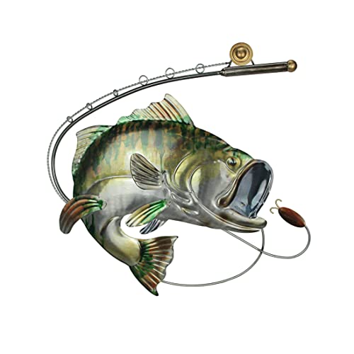 Mayrich Enamel Finished Largemouth Bass Metal Wall Hanging 23.5 Inches Long, Multicolored, One Size #TOP6