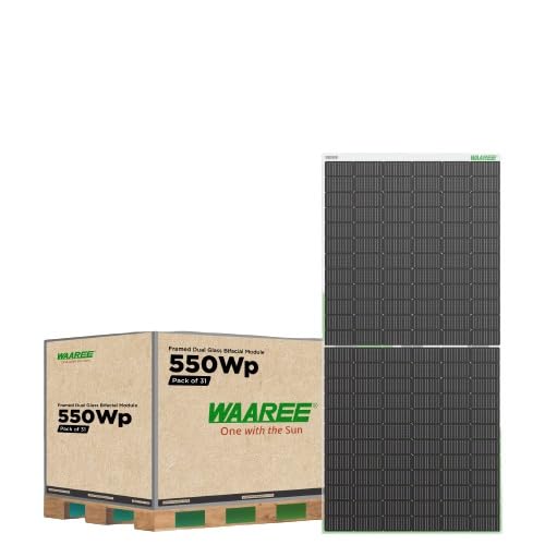 Solar Panel Halfcut 550 Watt 24 Volts 144 Cells Dual Glass Mono PERC Bifacial Solar Panels (Pack of 31) 17kW Power Output