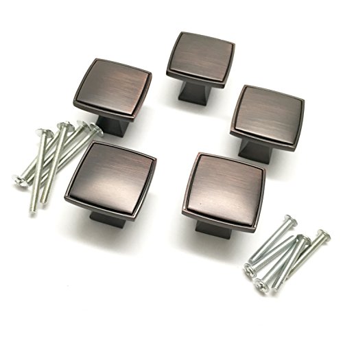 Southern Hills Oil Rubbed Bronze Cabinet Knobs - Pack Of 5 - Square Cabinet Knobs - Kitchen And Vanity Cupboard Drawer Pulls Sh0217-Orb-5 #TOP1
