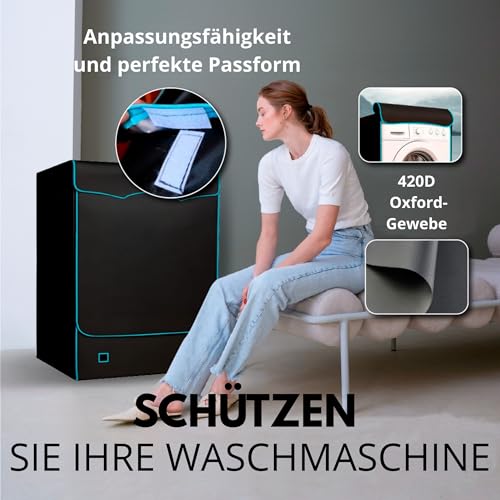ELECTROHOGAR Waschmaschinenbezug Wasserdicht | Waschmaschinenabdeckung für Innen und Außen | Waschmaschinenüberzug mit Doppelter Reißverschluss, Regen- und Sonnenbeständig, Vollständiger Schutz