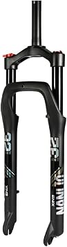 20/26 inch Fat Bike Straight Front Fork,4.0" Tire Mountain Bike Forks 135mm Air Double Shoulder Control,Bike Suspension Fork 1-1/8" Disc Brake QR 9mm,for Snow Beach MTB26