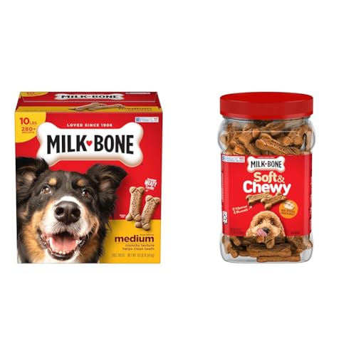 Image of Milk-Bone Dog Treats Bundle: Original Biscuits for Medium Dogs 10 Pounds + Soft & Chewy Chicken 25 Ounce