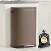 KdbK 13 Gallon Trash Can with Lid, 50L Fingerprint Proof Stainless Steel Kitchen Trash Can with Removable Inner Bucket and Lid Soft Close, Pedal Rubbish Bin for Home Office, Brown