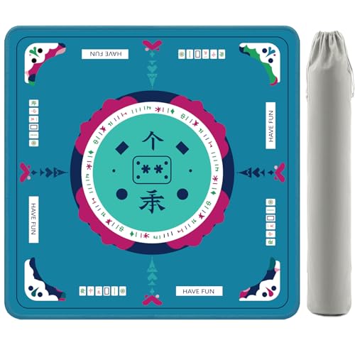 2F22E American Mahjong Mat with Rules, 32.4 Inch, Navy Blue