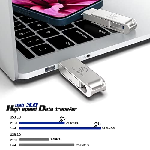 Lanslsy 64Gb Flash Drive For Iphone Photo Stick,3 In 1 Iphone Flash Drive Usb 3.0 External Storage,Iphone Memory Stick For Photos And Videos For Iphone/Ipad/Android/Pc/Mac #TOP2