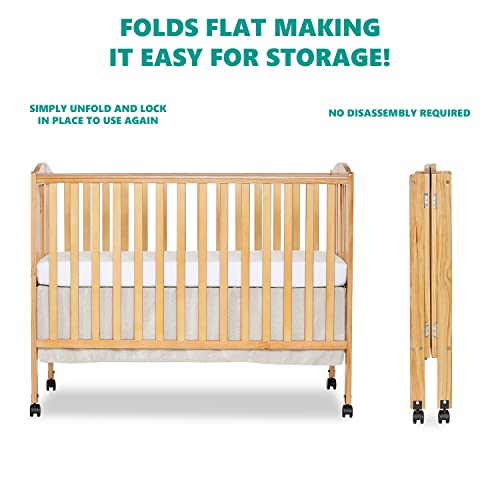 Dream On Me, Full Size 2-In-1 Folding Stationary Side Crib, Natural #TOP5