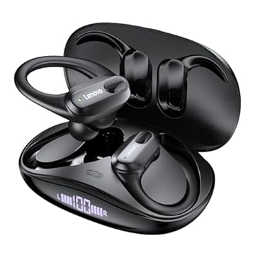 Lenovo Fone de Ouvido Sem Fio Original XT80 Esportes Fones de Ouvido Sem Fio HiFi Bluetooth 5.3 Fones de Ouvido Jogo Baixo com Mic Fone Bluetooth Redução de Ruído Earhooks XT80 preto