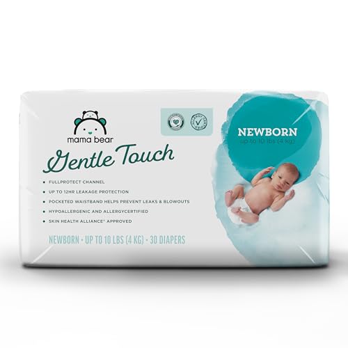 Image of Amazon Brand - Mama Bear Gentle Touch Diapers, Size Newborn, 30 Count