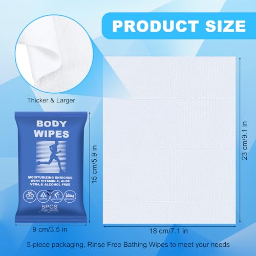 Image of 300 Body Wipes Individually Wrapped Face and Body Wipes for Women and Men | Bath Wipes for Adults No Rinse Personal Cleansing Wipes Travel,Bulk Deodorant for Homeless Shower Wipes (5Wipes /Pack,Blue)