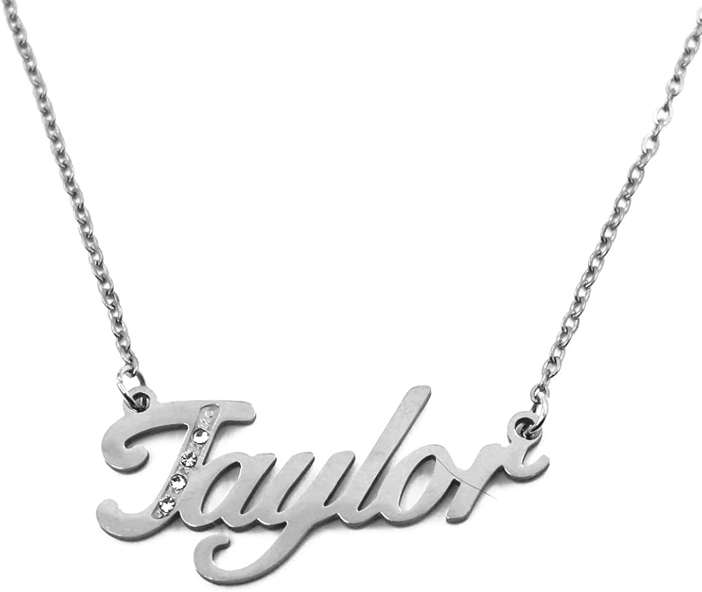 Kigu Name Necklace Taylor, Silver Tone, Custom Name Necklace