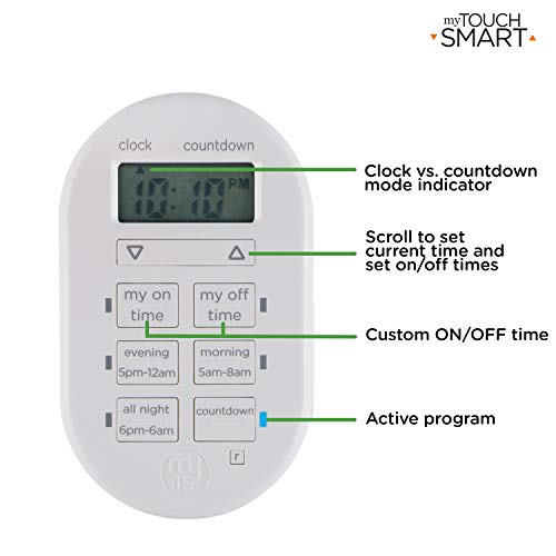 Mytouchsmart Indoor Digital Timer, 1-Outlet Polarized (2-Prong) Plug-In, 26892 #TOP5