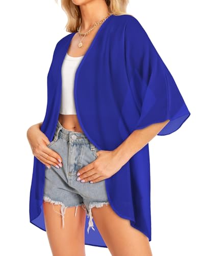 Image of Women Kimono Cardigans Casual Summer Tops Cover up Open Front Floral Print Resort Wear 2026