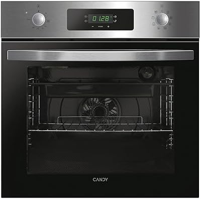 Candy FIDCP X625 L, Horno Multifunción, 70L, Bandeja y Rejilla, Limpieza Aquactiva, Convección + Ventilador radial, 8 Funciones, Display Timer Touch, Mandos Push&Pull, Puerta 2 Cristales, Inox y Negro
