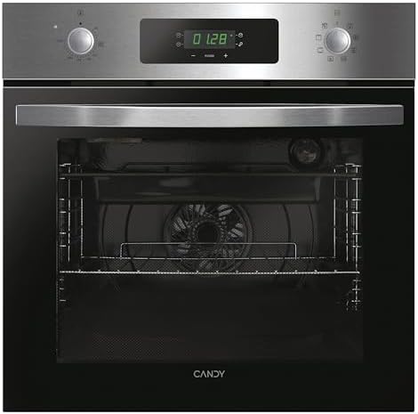 Candy FIDCP X625 L, Horno Multifunción, 70L, Bandeja y Rejilla, Limpieza Aquactiva, Convección + Ventilador radial, 8 Funciones, Display Timer Touch, Mandos Push&Pull, Puerta 2 Cristales, Inox y Negro