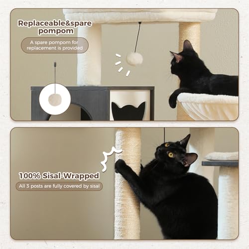 PETEPELA árbol para gatos 2 en 1 con caja de arena 57.5'' miniatura 6
