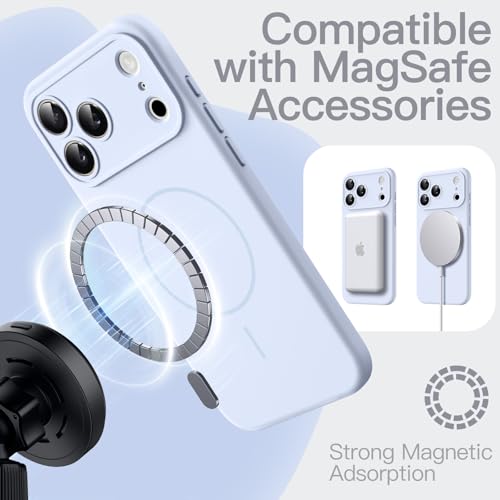 Image of JETech Magnetic Silicone Case for iPhone 17 Pro, Mist Blue | Compatible with MagSafe, Silky Soft Touch, Full Camera Lens Protection, Shock Absorbing Phone Cover