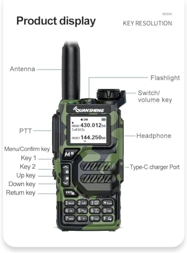 Quansheng UV-K5 Camouflage Tarnmuster Tragbares Dual-Band Zweiwege-Funkgerät (VHF/UHF) 5W FM Walkie Talkies (Grass Camouflage) – Bild 5