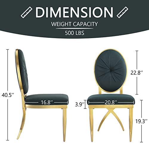 Acedécor Dining Chairs, Black Velvet Dining Room Chairs With Gold Metal Leg And Round Gem Tufting Back, Modern Luxury Style, Set Of 6 #TOP2