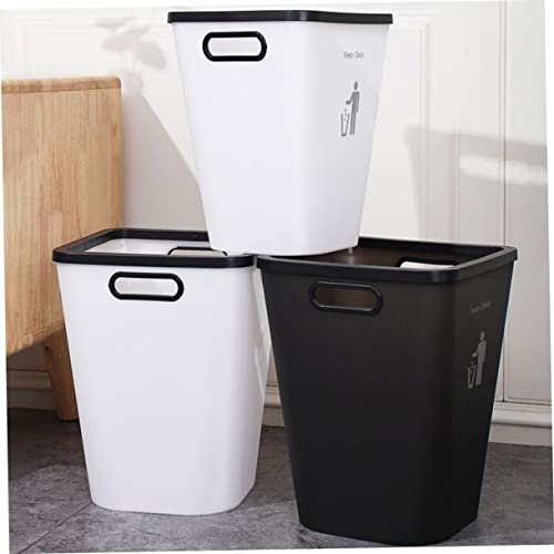 Caneca de basura rectangular blanca de plástico para cocina miniatura 3