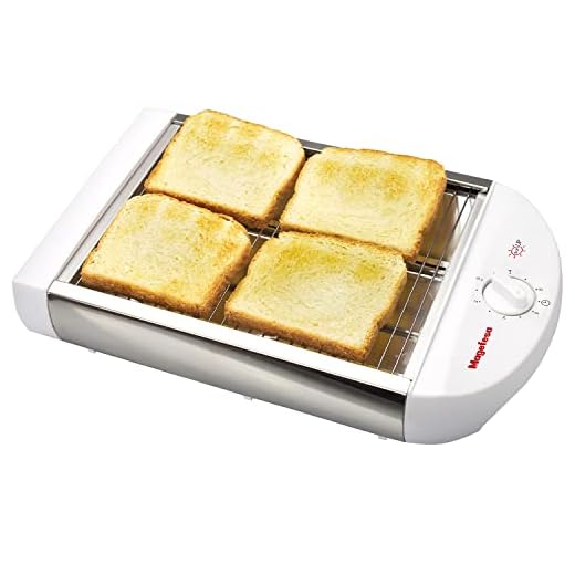 MAGEFESA ® Sun up tostador horizontal, capacidad para 4 rebanadas, potencia de 600 W, bandeja recogemigas, temporizador, indicador luminoso, valido para todo tipo de panes, facil uso y limpieza