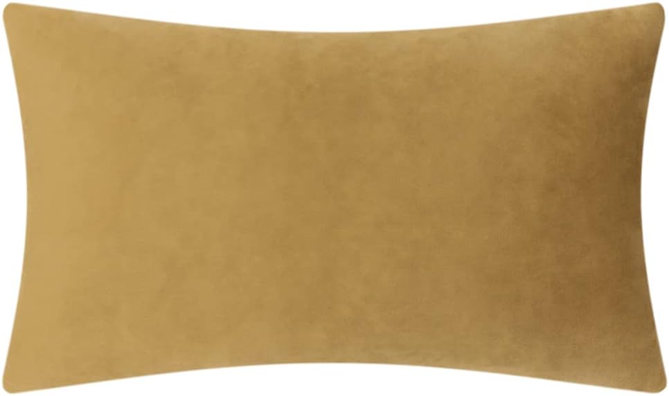 JWH 3D Flower Throw Pillow Cover Decorative Handmade Floral Pillow Case Soft Velvet Pillowcase Lumbar Cushion for Bed Living Room Chair Couch Decor Shams 12x20 Inch Golden Brown