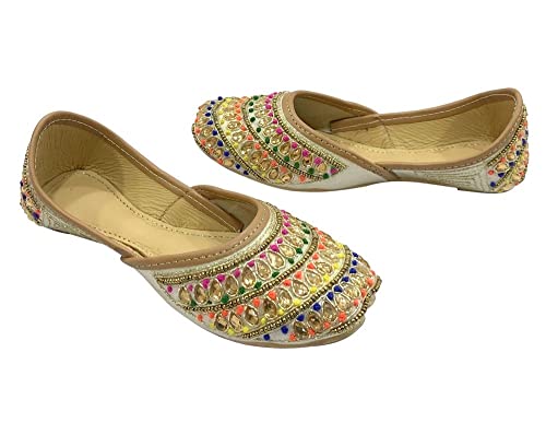 Punjabi Juttis for Girls Toddler/Little Kid/Big Kid Formal Beaded Shoes Multi Ethnic Girls Jutti Party Flats Mojaris Shoes3