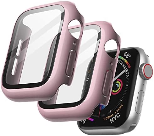 JETech Etui z Ochraniacz Ekranu Kompatybilny z Apple Watch SE (2022/2020) /Series 6 5 4 40 mm, Ogólnie Ochrona Case, Wbudowana Folia Szkło Hartowane Film Wysoka Czułość, 2 Sztuki (złoto)