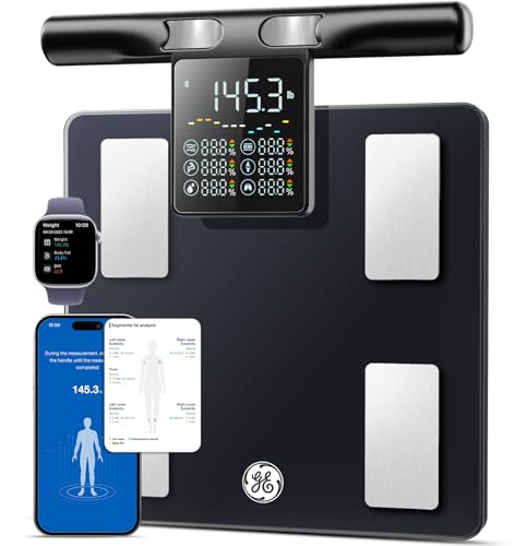 GE Smart Scale for Body Weight, 8-Electrode Body Pod Fat Monitor ...