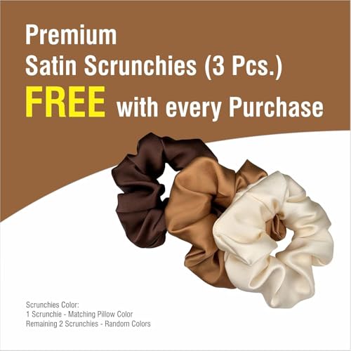 Image of Go Well Bonnet for Curly Hair with Free Satin Pillow Covers and Scrunchies | Silk Bonnet for Hair | Combo of Pack of 2 Satin Pillowcases with 3 Silk Scrunchies Adjustable HairCap(Dark Purple)