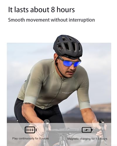 Image of Coucur Bluetooth Glasses with Bluetooth Speaker-No Camera Smart Glasses UV Protection Polarized Sunglasses, Touch Control, Open Earbuds for Athletic & Outdoor, Unisex (Black Lens)