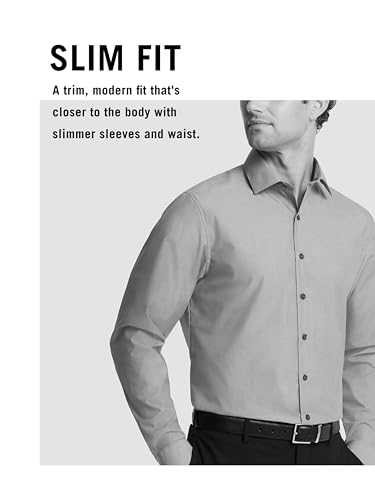 Image of Kenneth Cole REACTION Unlisted Men's Slim Fit Solid Cotton Spread Collar Full Sleeves Formal Dress Shirt