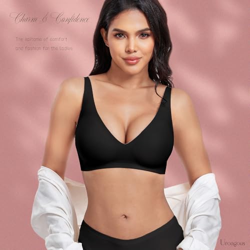 Deep V Bras for Women No Underwire Seamless Bralettes for Women Wireless Plunge T Shirt Bra with Extender 5