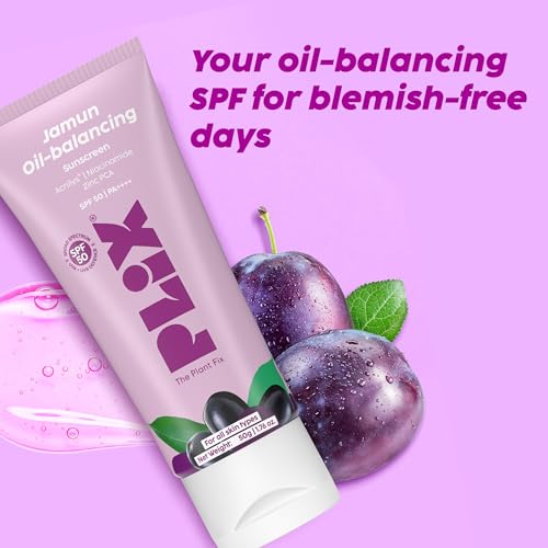 Image of Plix Jamun Oil-Balancing Sunscreen With SPF 50 | ACNILYS, Niacinamide & Zinc PCA | Lightweight & Non-Greasy | Everyday Sun Protection | Oily & Acne-Prone Skin