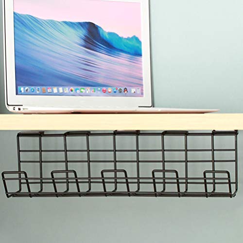HEMOTON Organizador de fios Under The Desk para cabos, suporte para armazenamento de arame (preto)