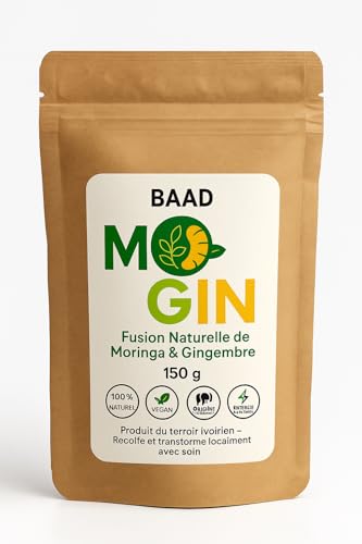 Moringa & Gingembre Bio – Poudre Énergie Naturelle | Superfood Premium d’Afrique | Vitalité, Immunité & Digestion | 100 g – IVO POWDER