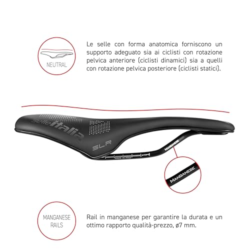 Selle Italia Slr Boost Kc Tm Superflow - Sella Bicicletta Con Design Classico Slr, Sella Bici Da Strada Comoda In Telaio Manganese E Foro Superflow - Taglia S3, Nero/Rosso - 7