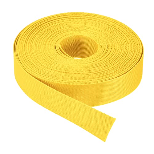Image of MECCANIXITY Flat Nylon Webbing Strap 1 Inch 15 Yards Yellow for Backpack, Cargo Strap, Luggage-rack